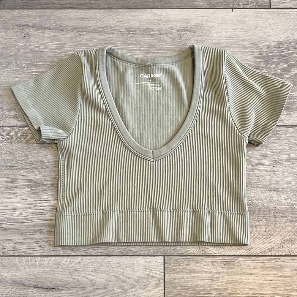 Garage Green Fitted Crop T-Shirt